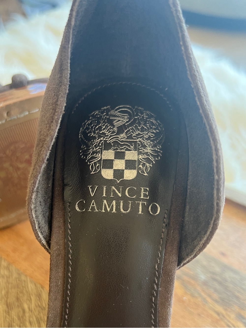 Vince Camuto Dark Brown Suede Knot-Strap Block Heel Sandals - Picture 5 of 6